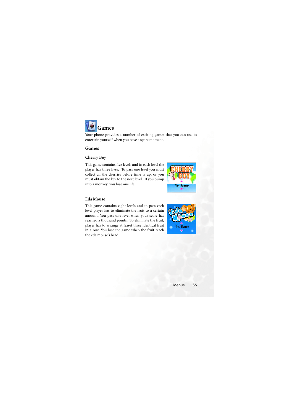 Games | BenQ M315 User Manual | Page 77 / 110