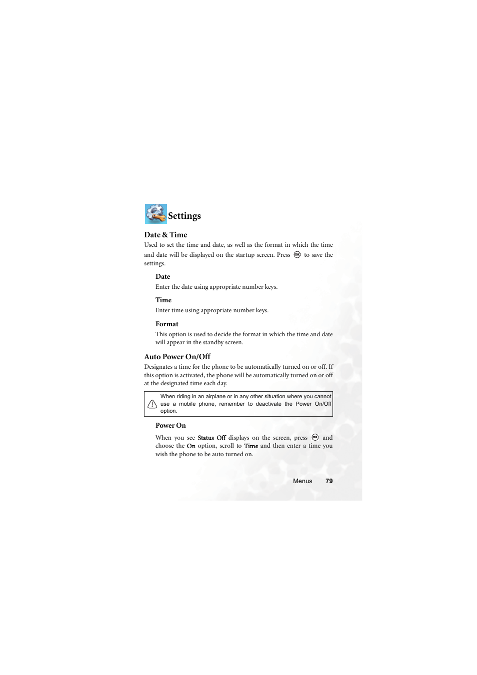 Settings, Date & time, Auto power on/off | Date & time auto power on/off | BenQ M315 User Manual | Page 91 / 110