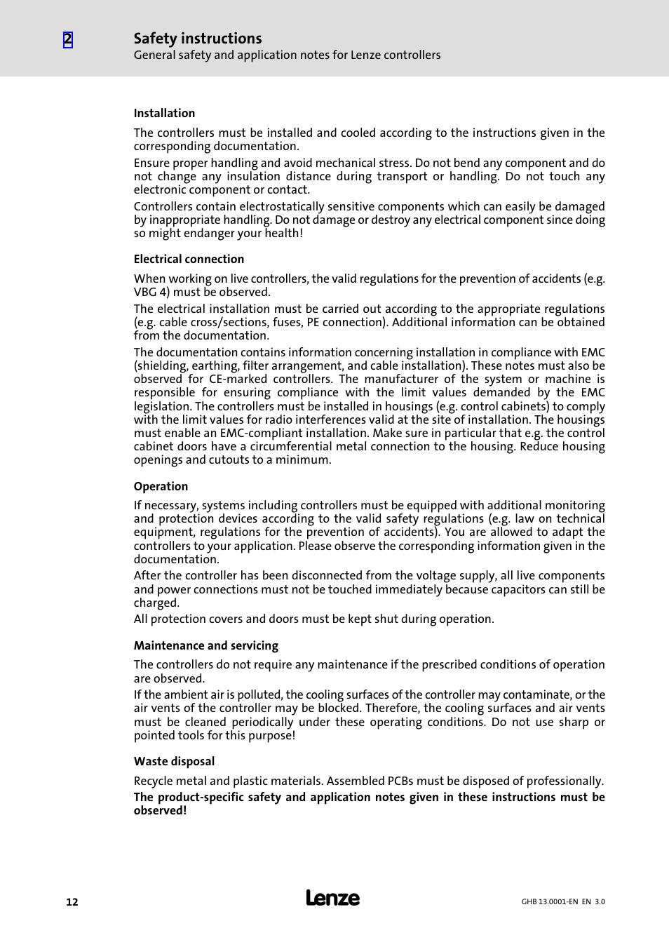 Safety instructions | Lenze E931Ex User Manual | Page 12 / 47