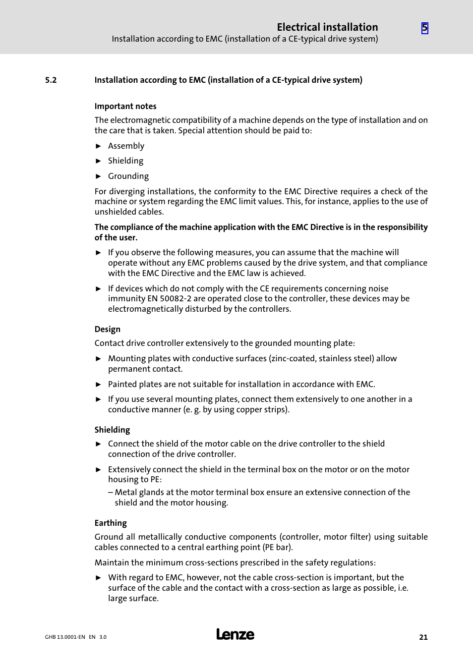 Electrical installation | Lenze E931Ex User Manual | Page 21 / 47