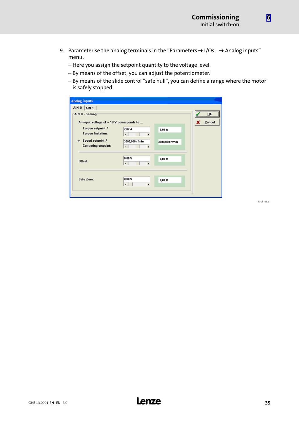 Commissioning | Lenze E931Ex User Manual | Page 35 / 47