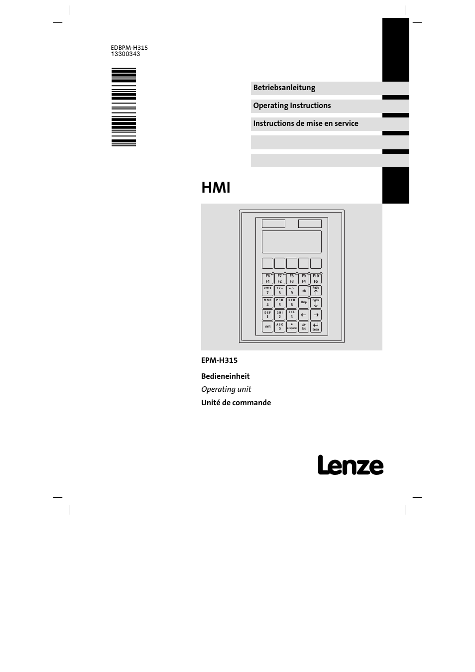 Lenze EPM−H315 User Manual | 108 pages