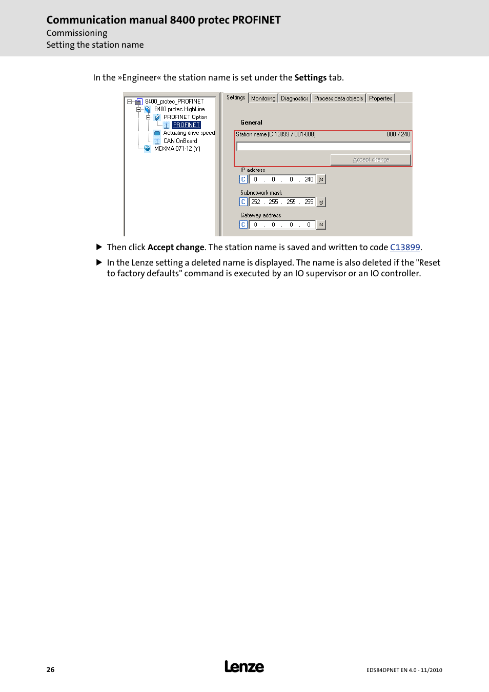 Lenze E84DxxxxxxxxxR User Manual | Page 26 / 84