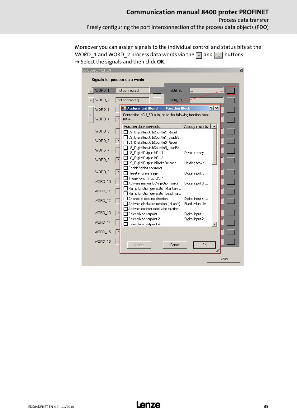 Lenze E84DxxxxxxxxxR User Manual | Page 35 / 84
