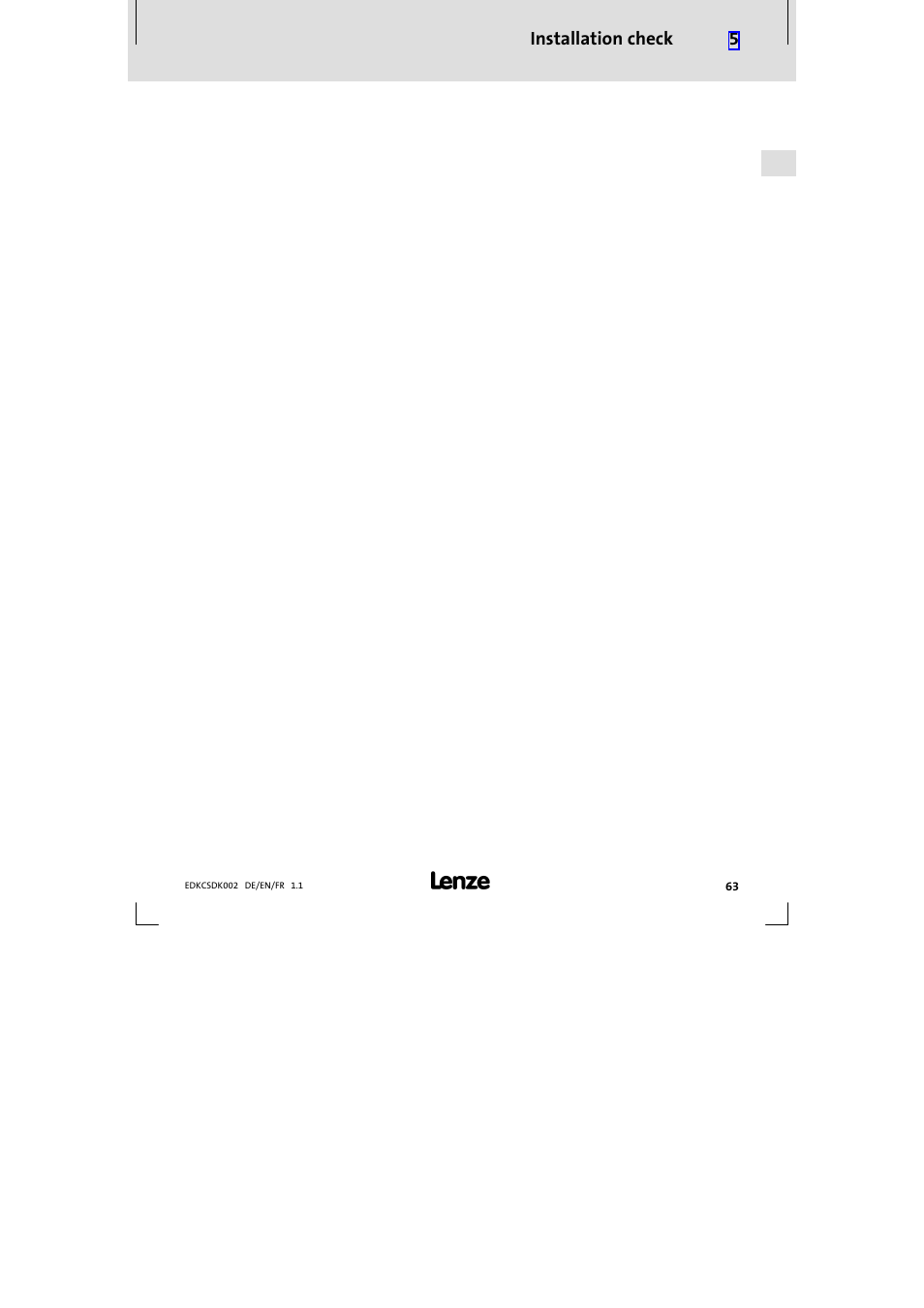 Installation check 5 | Lenze ECSDKxxx User Manual | Page 63 / 94