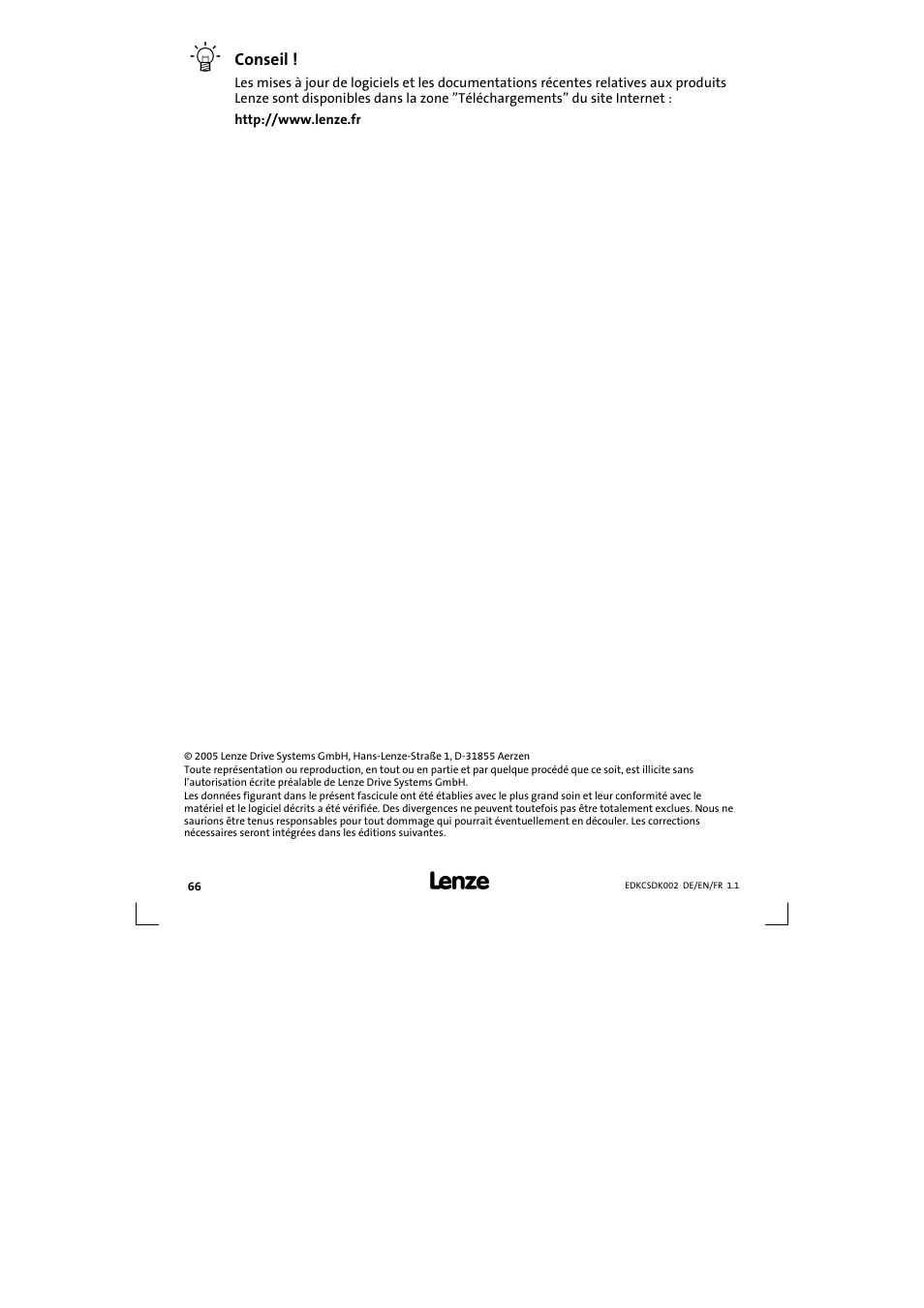 Conseil | Lenze ECSDKxxx User Manual | Page 66 / 94