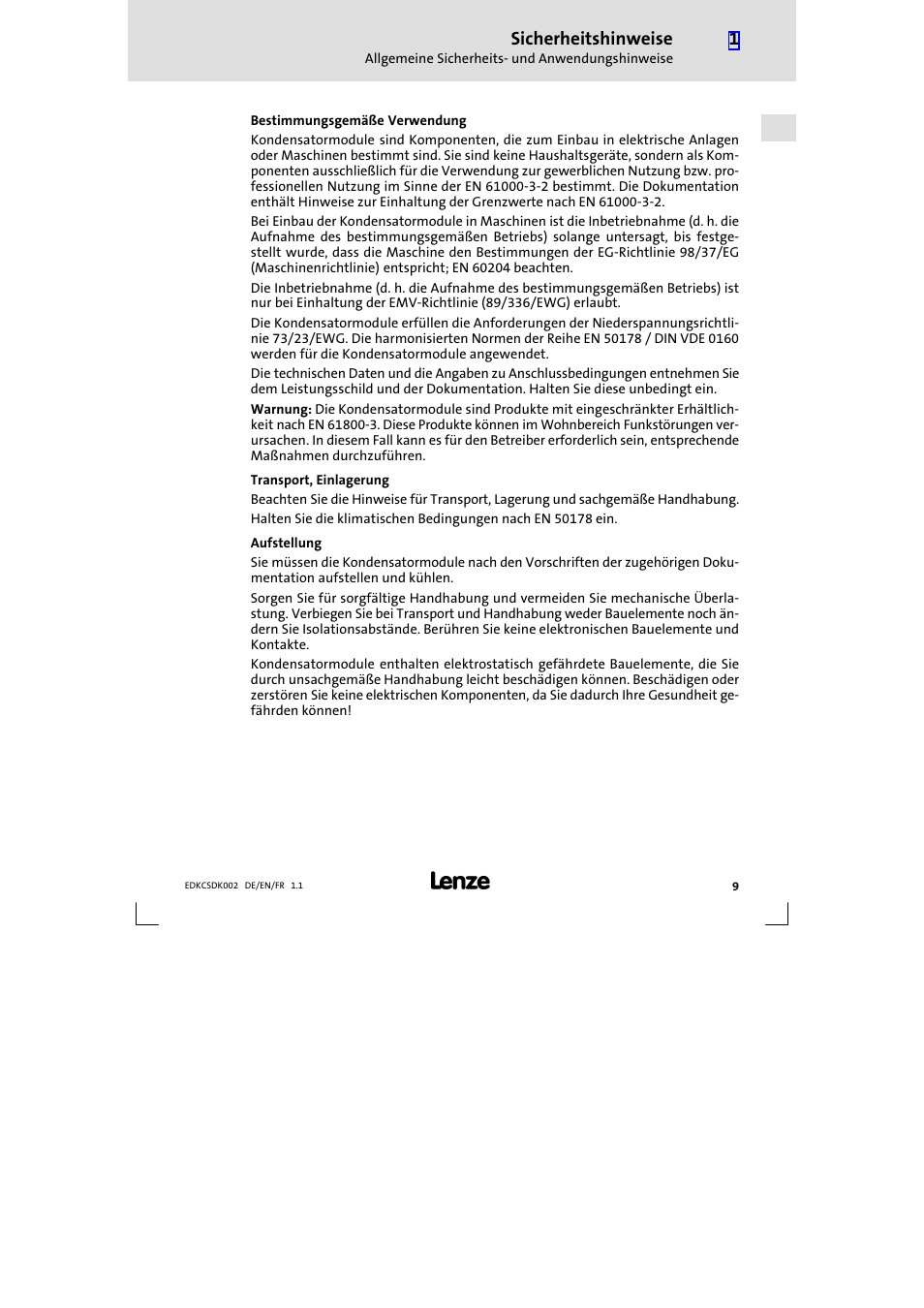 Lenze ECSDKxxx User Manual | Page 9 / 94