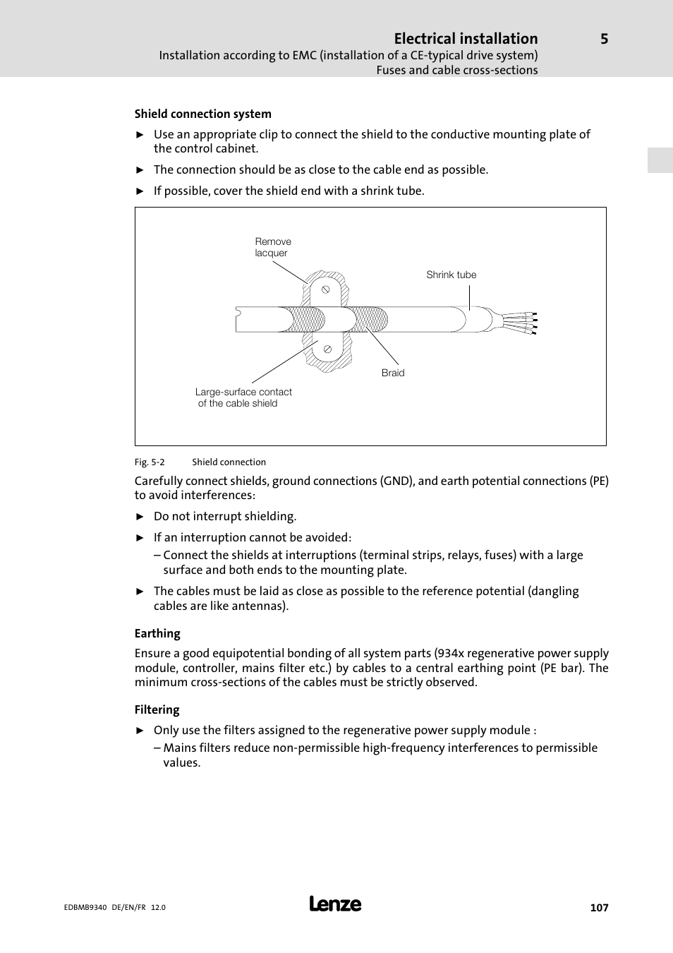 Electrical installation | Lenze EMB934x User Manual | Page 107 / 206