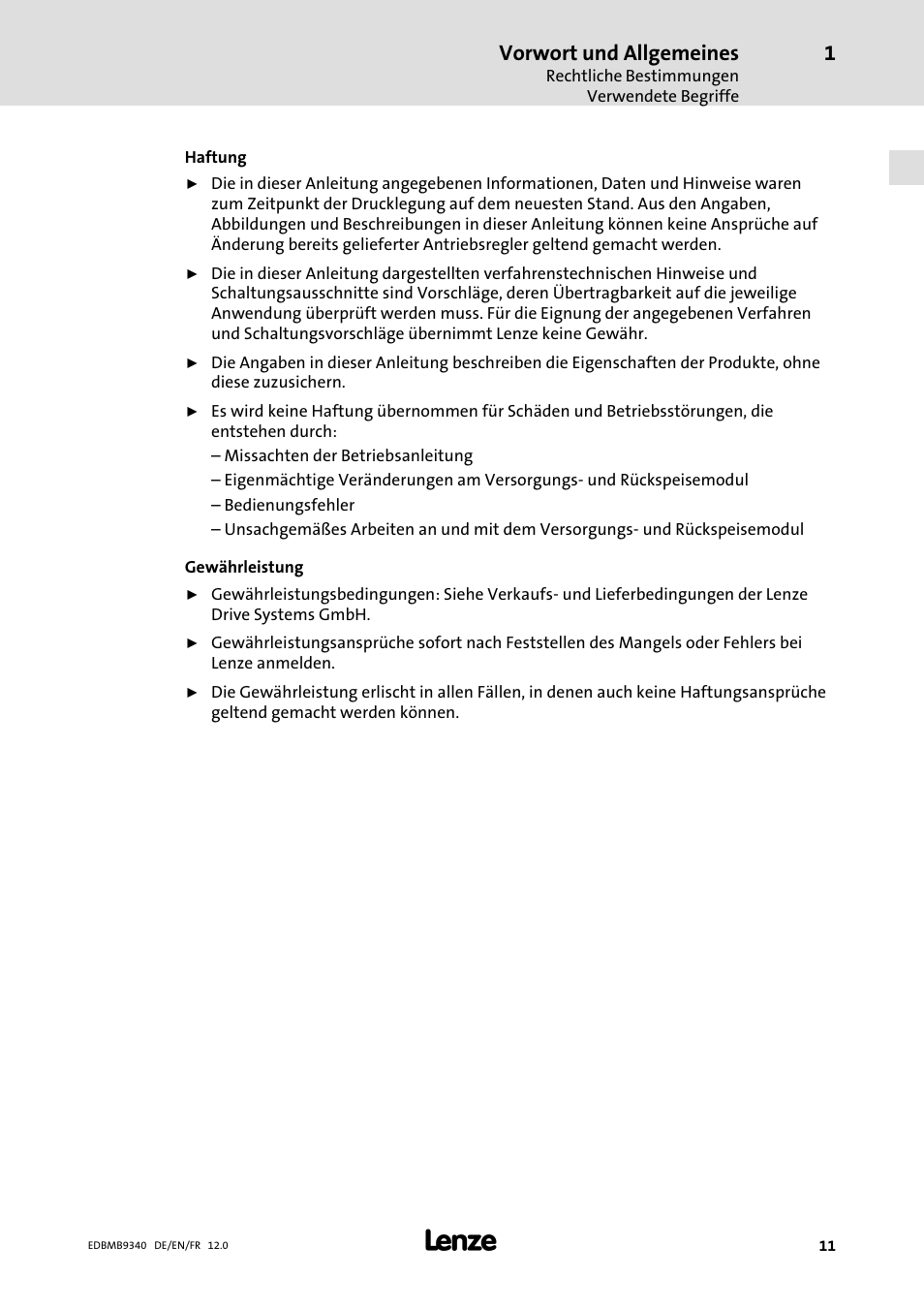 Vorwort und allgemeines | Lenze EMB934x User Manual | Page 11 / 206