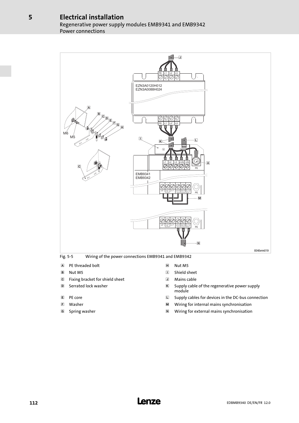 Electrical installation | Lenze EMB934x User Manual | Page 112 / 206