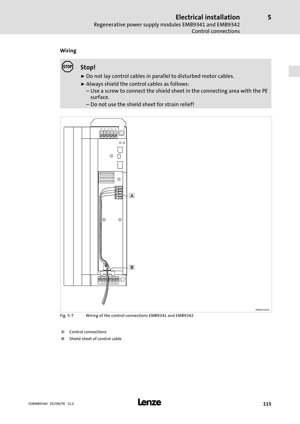 Electrical installation, Stop | Lenze EMB934x User Manual | Page 115 / 206