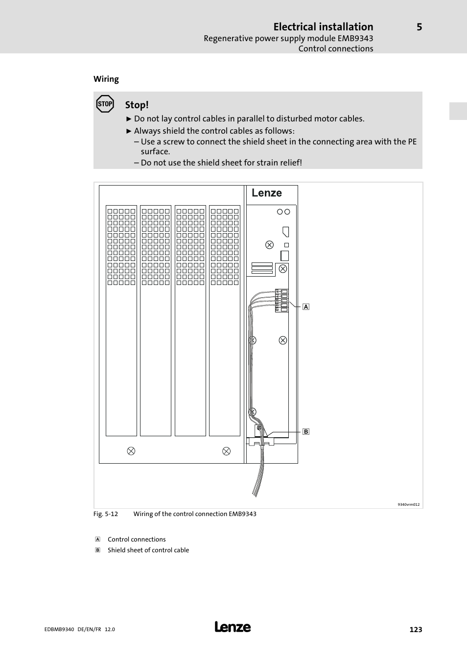 Electrical installation, Stop | Lenze EMB934x User Manual | Page 123 / 206