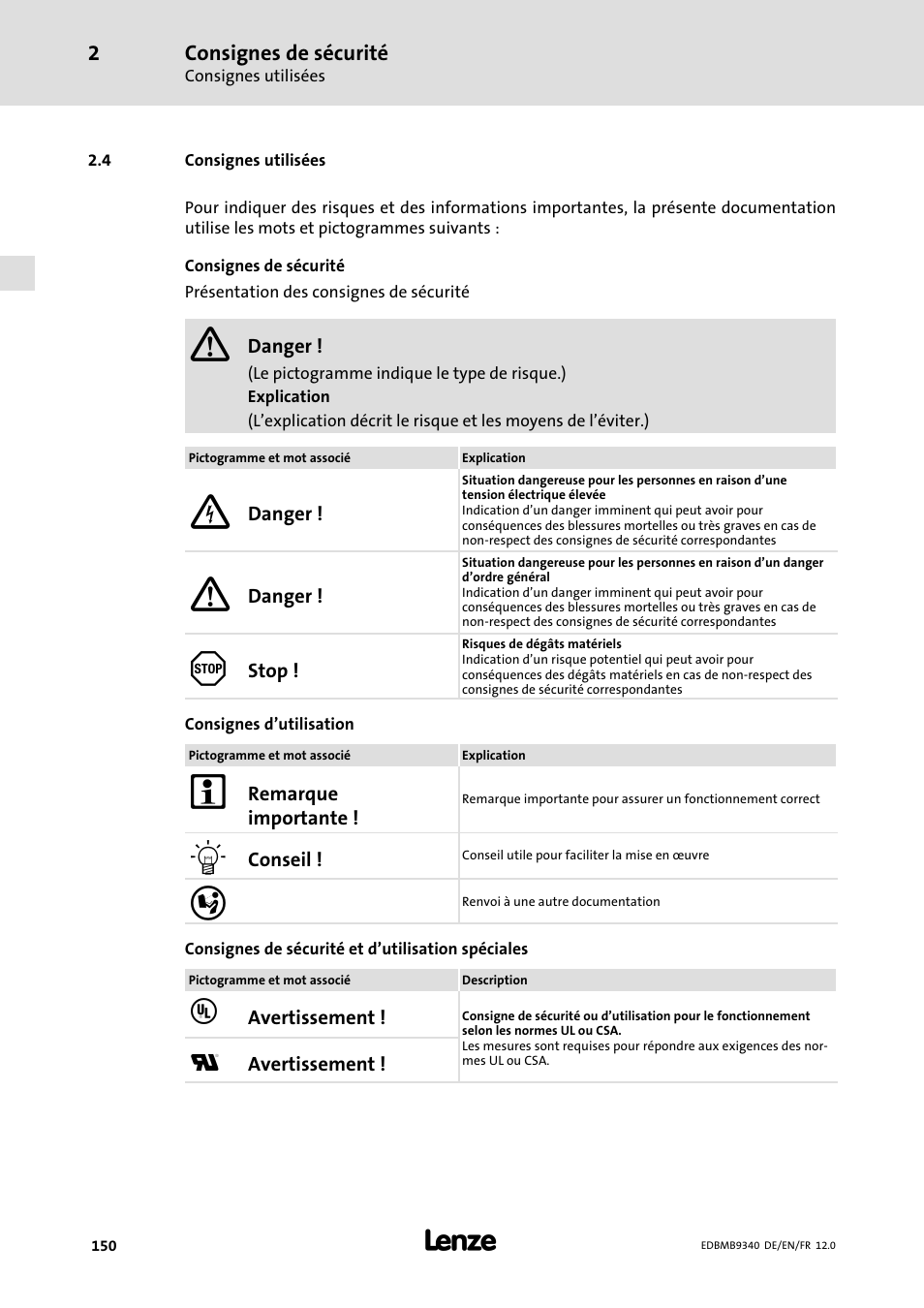 Consignes utilisées, 4 consignes utilisées | Lenze EMB934x User Manual | Page 150 / 206