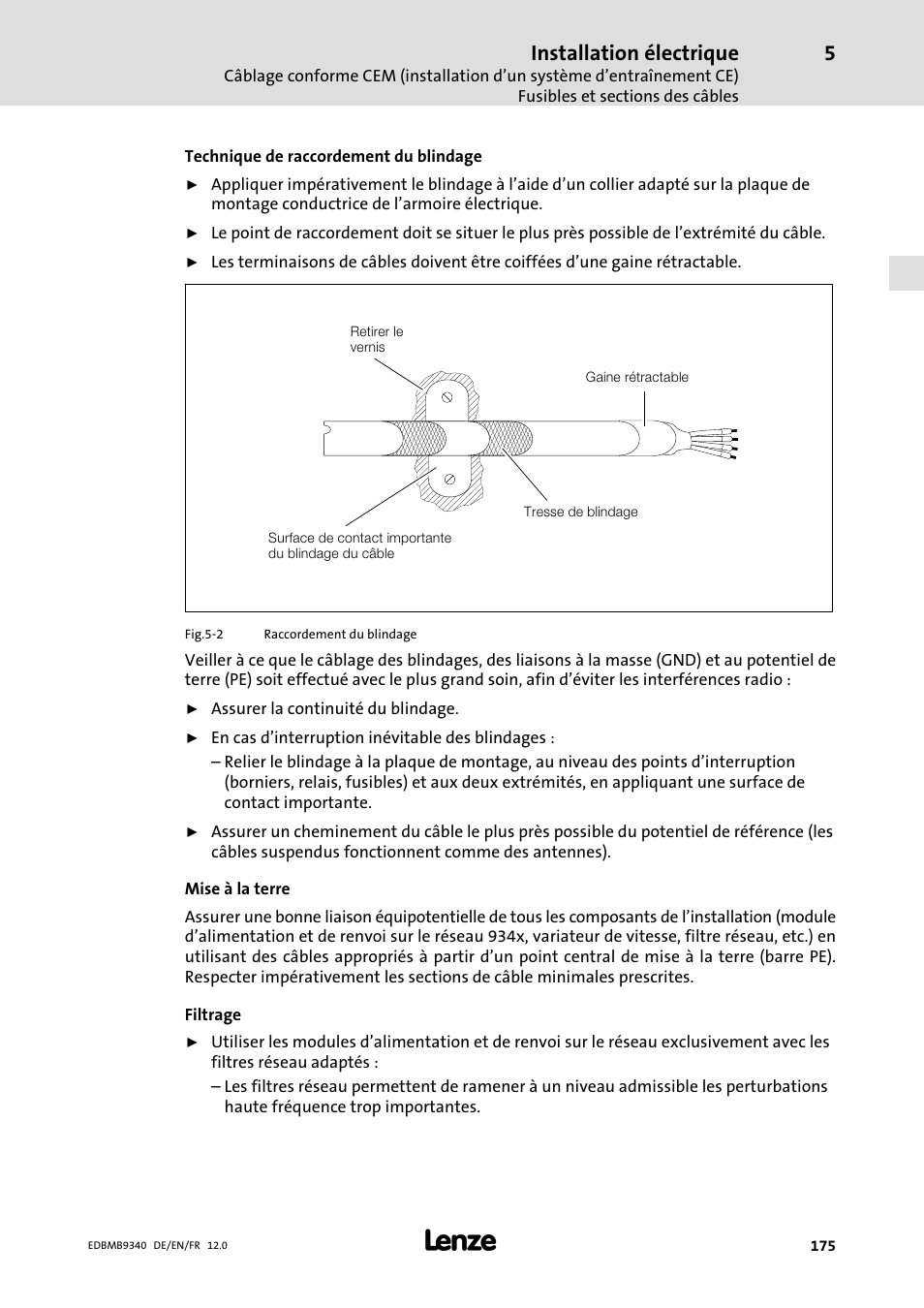 Installation électrique | Lenze EMB934x User Manual | Page 175 / 206