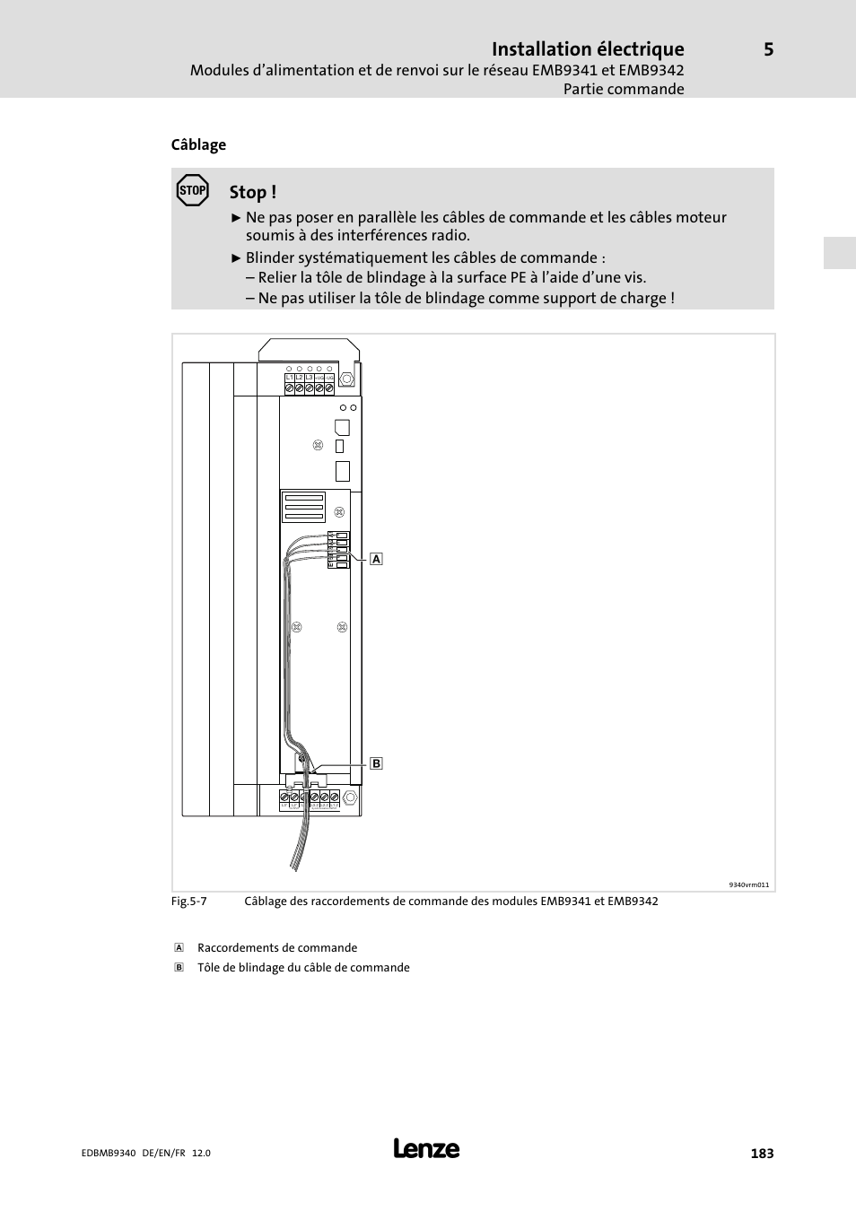 Installation électrique, Stop | Lenze EMB934x User Manual | Page 183 / 206