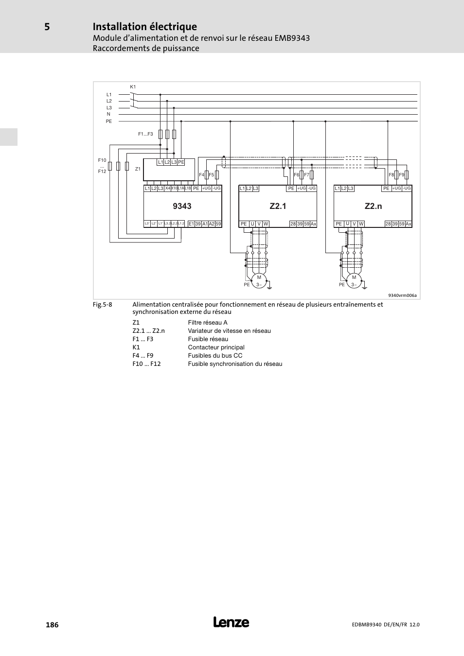 Installation électrique | Lenze EMB934x User Manual | Page 186 / 206
