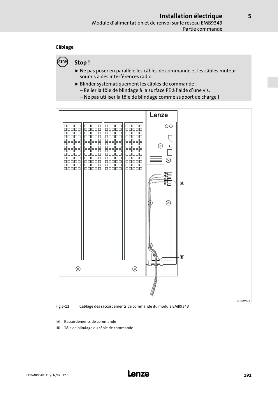 Installation électrique, Stop | Lenze EMB934x User Manual | Page 191 / 206