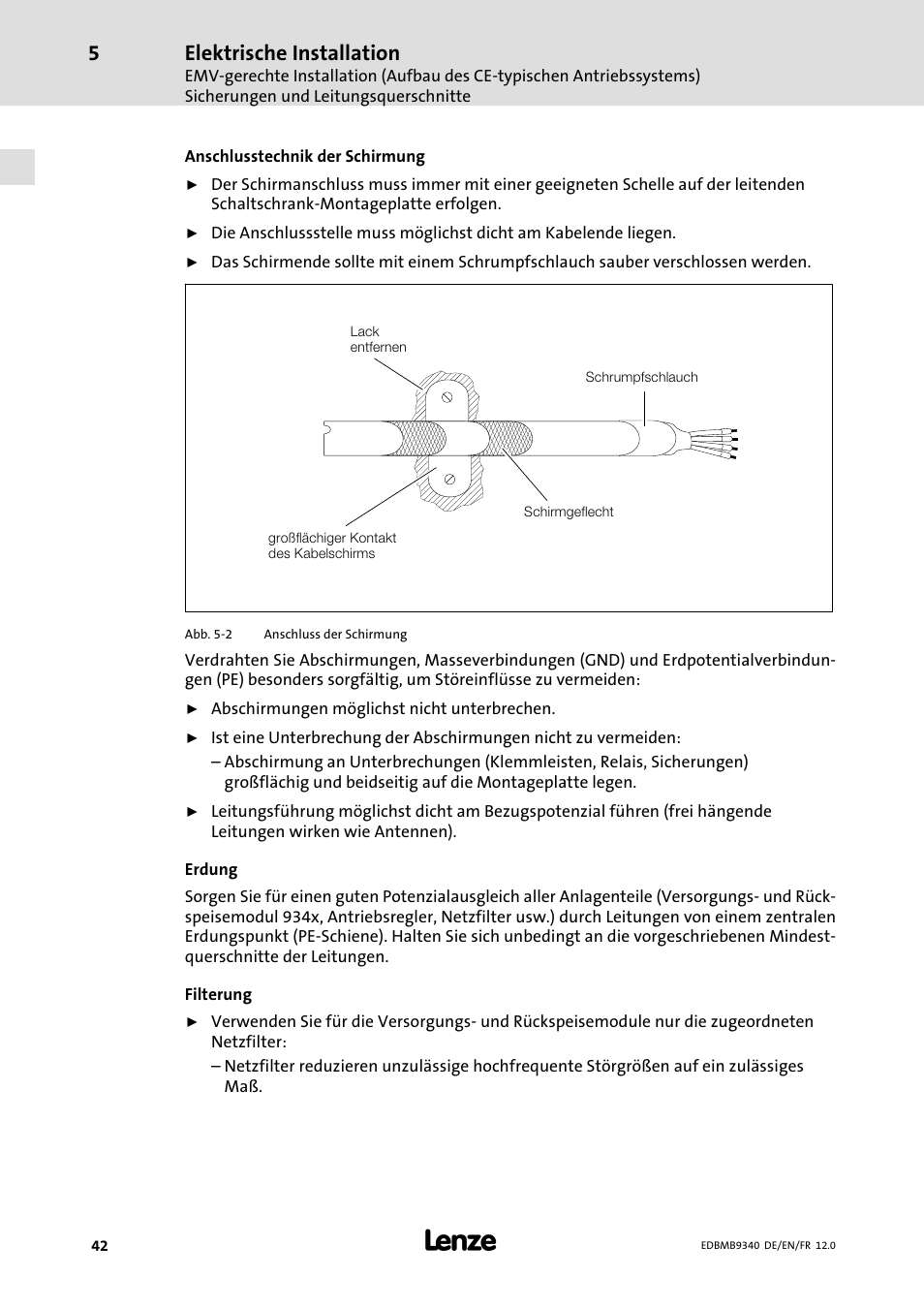 Elektrische installation | Lenze EMB934x User Manual | Page 42 / 206