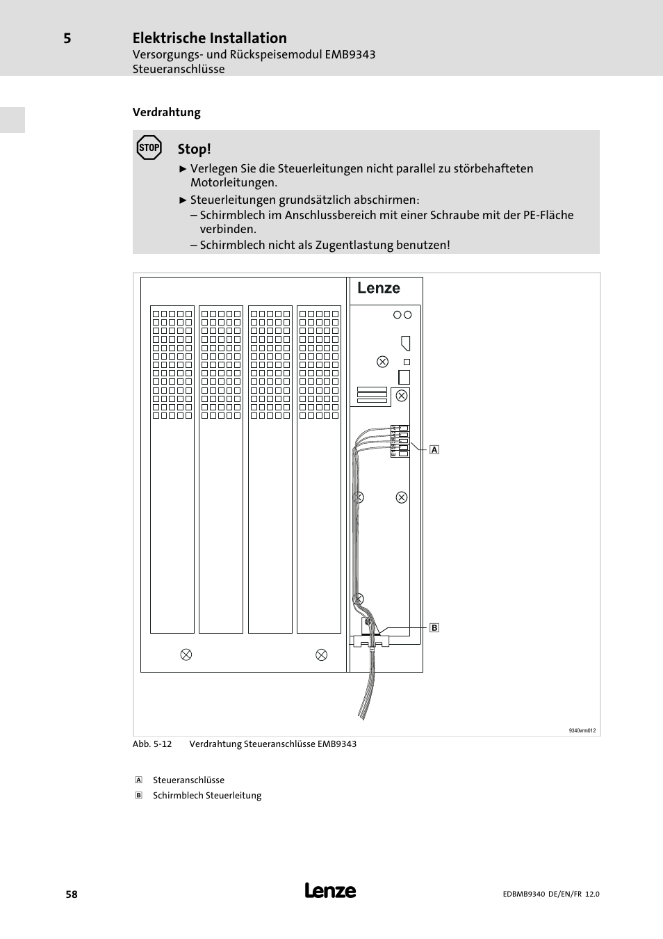 Elektrische installation, Stop | Lenze EMB934x User Manual | Page 58 / 206