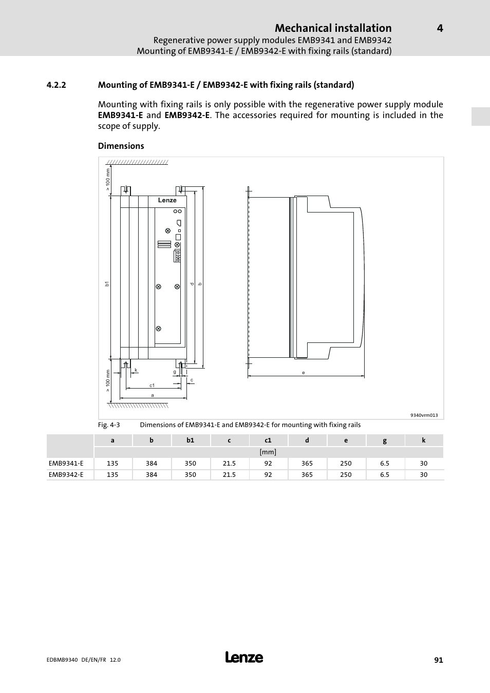 Mechanical installation | Lenze EMB934x User Manual | Page 91 / 206