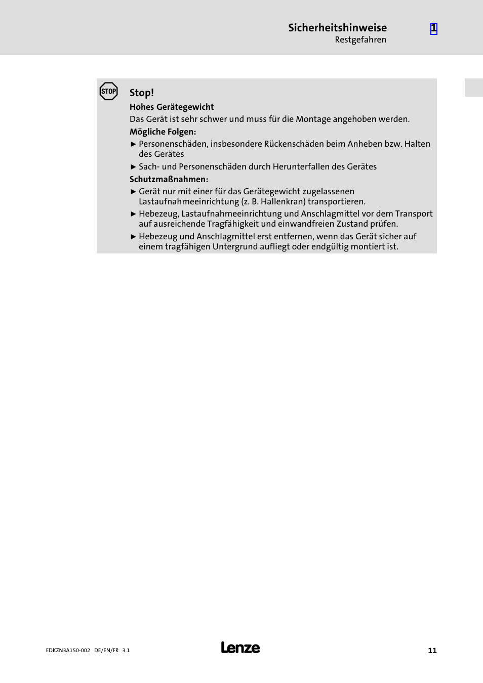 Lenze EZN3A0022H150N002 User Manual | Page 11 / 64