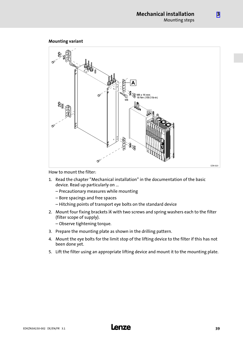 Lenze EZN3A0022H150N002 User Manual | Page 39 / 64