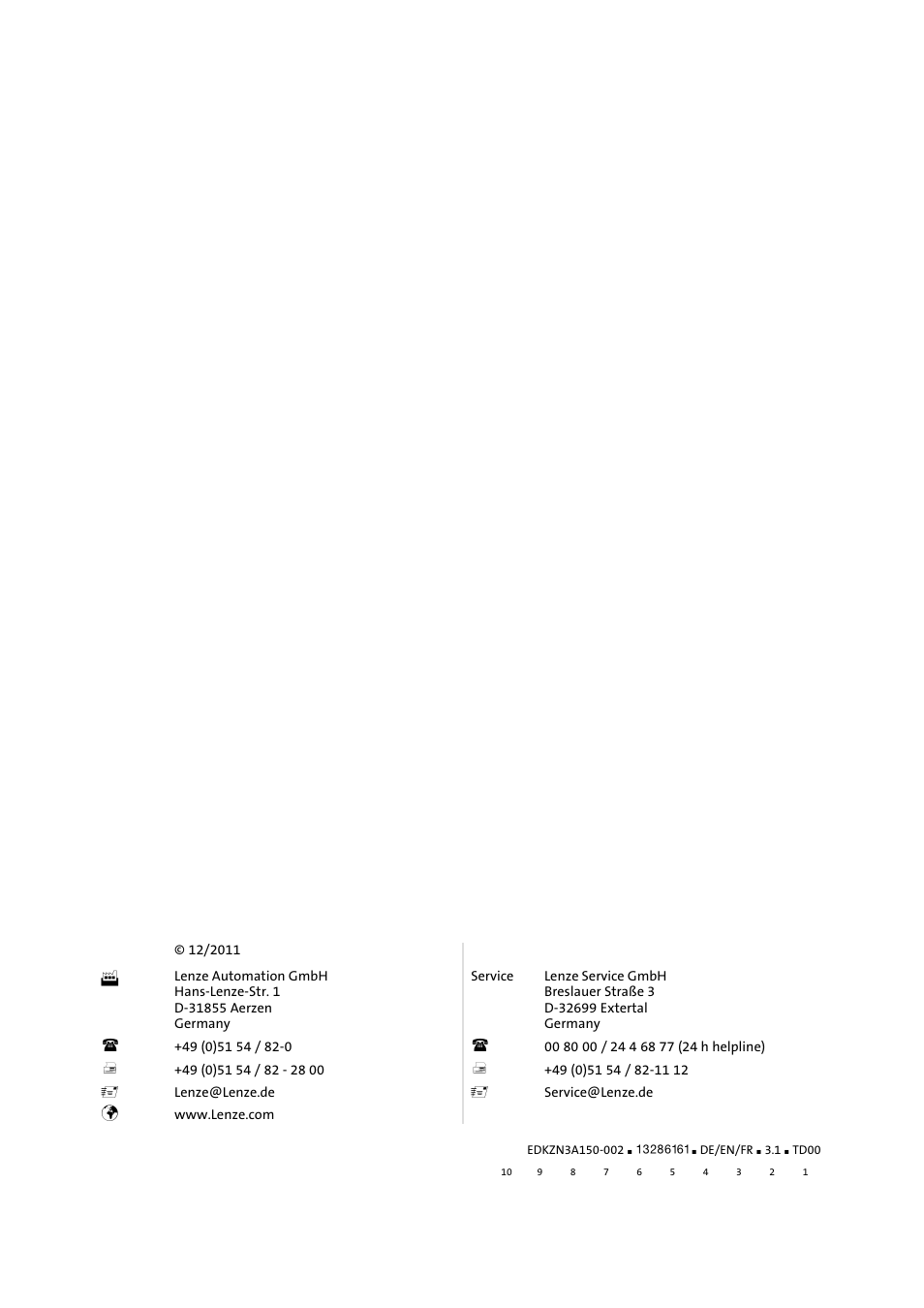 Lenze EZN3A0022H150N002 User Manual | Page 64 / 64