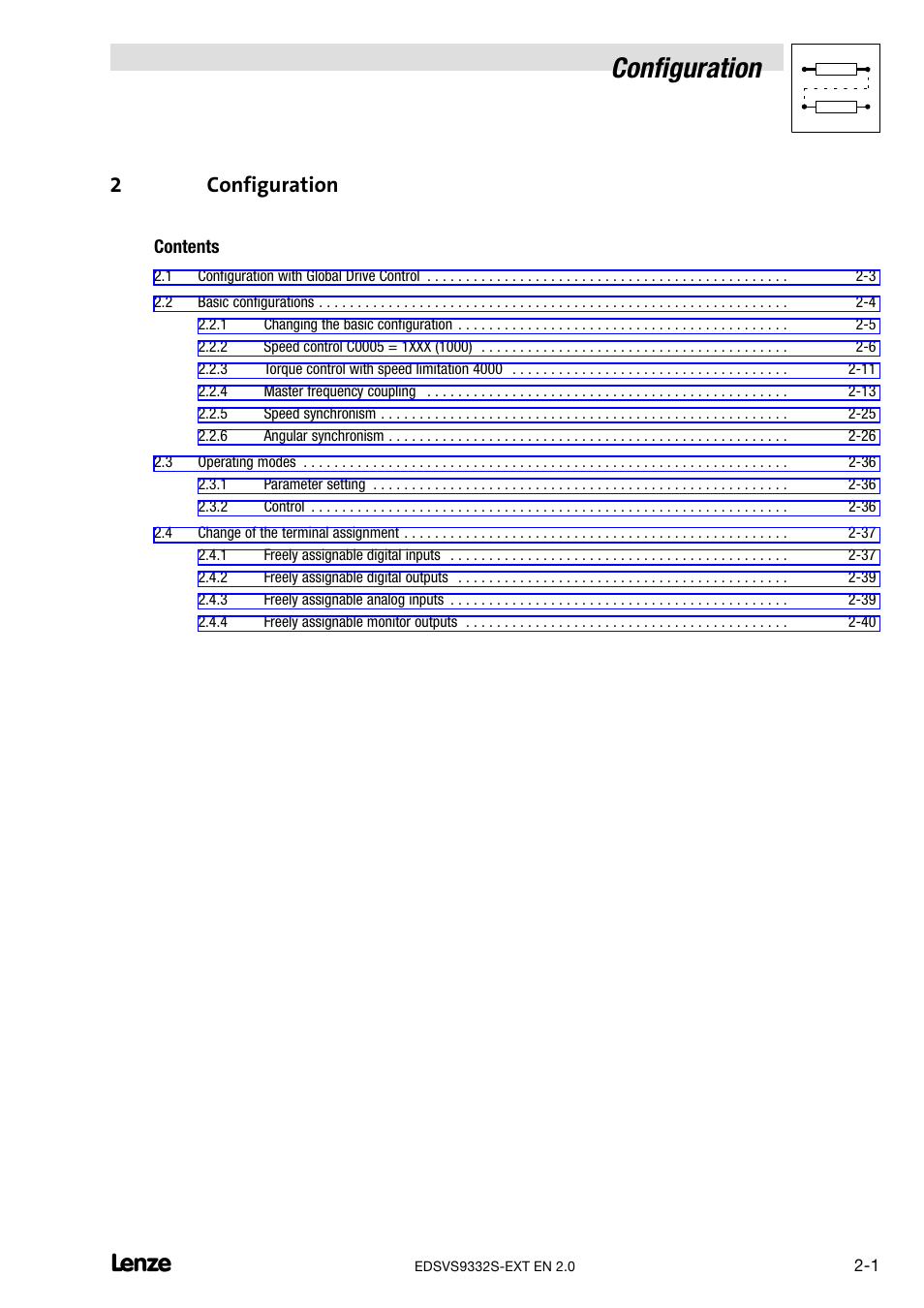 2 configuration, Configuration, 2configuration | Lenze EVS9332xS User Manual | Page 13 / 264