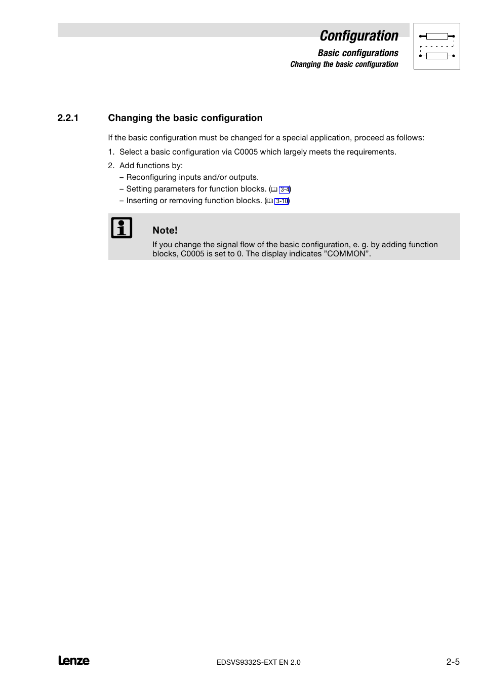 1 changing the basic configuration, Changing the basic configuration, Configuration | Lenze EVS9332xS User Manual | Page 17 / 264