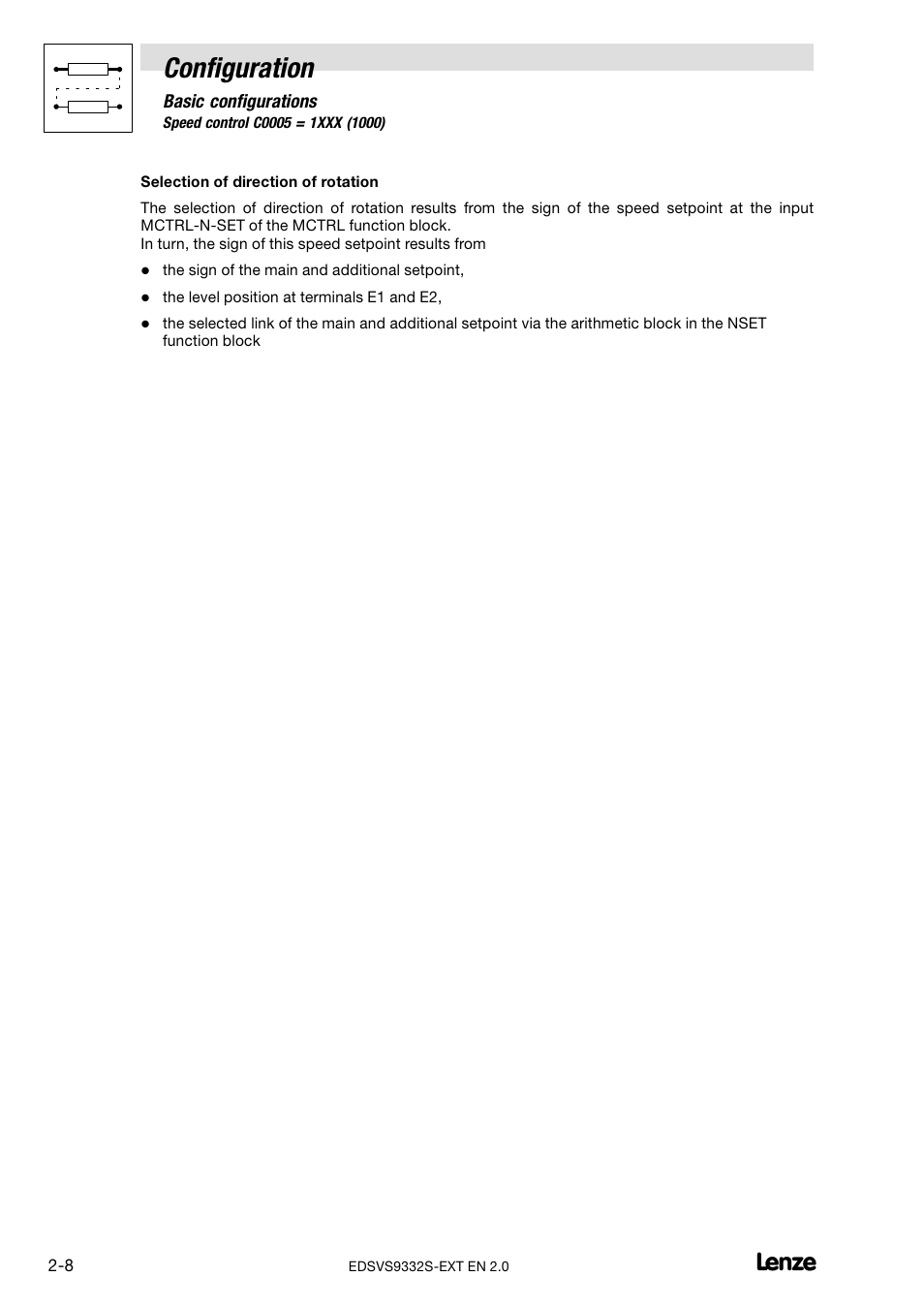 Configuration | Lenze EVS9332xS User Manual | Page 20 / 264