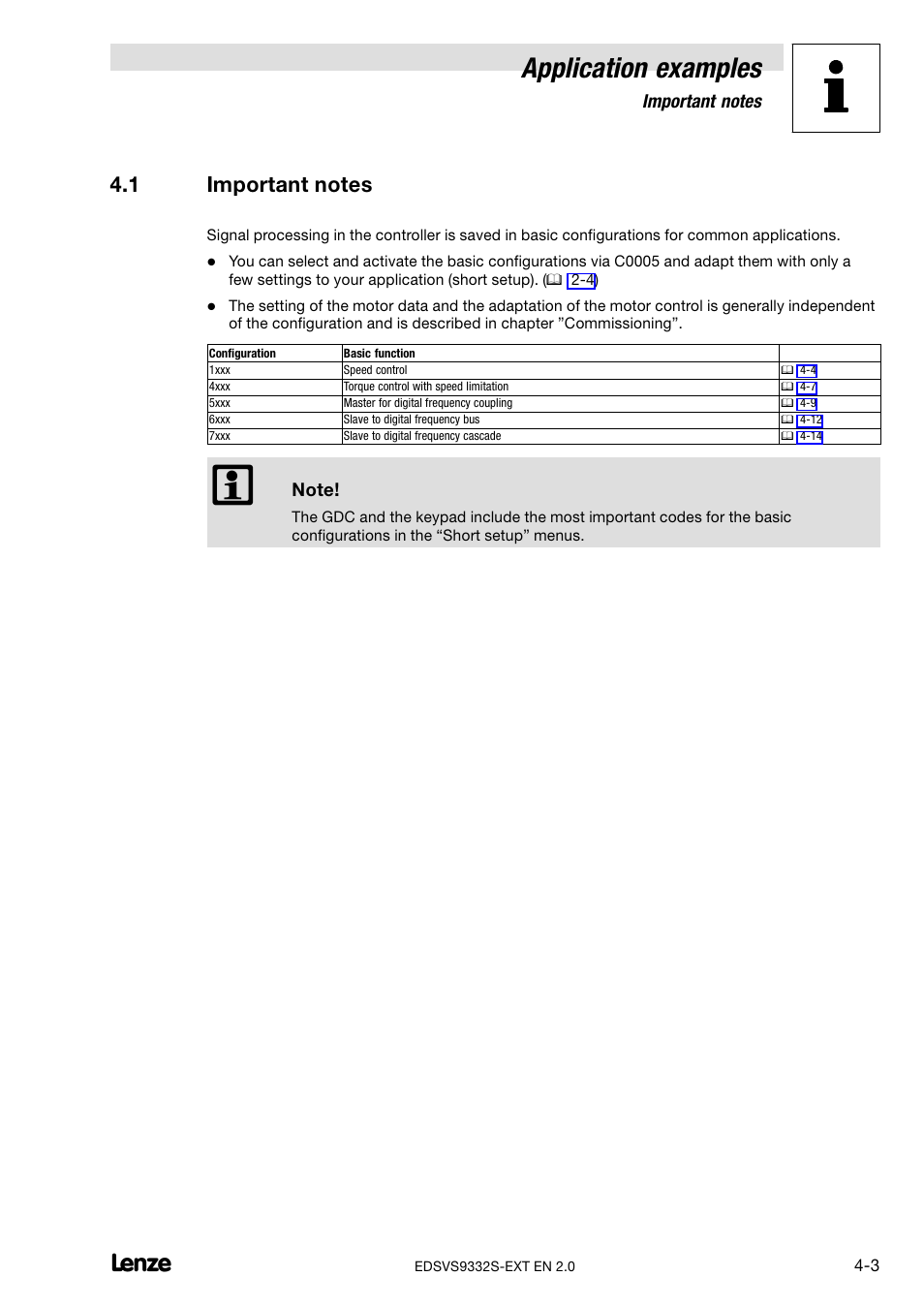 1 important notes, Important notes, Application examples | Lenze EVS9332xS User Manual | Page 241 / 264