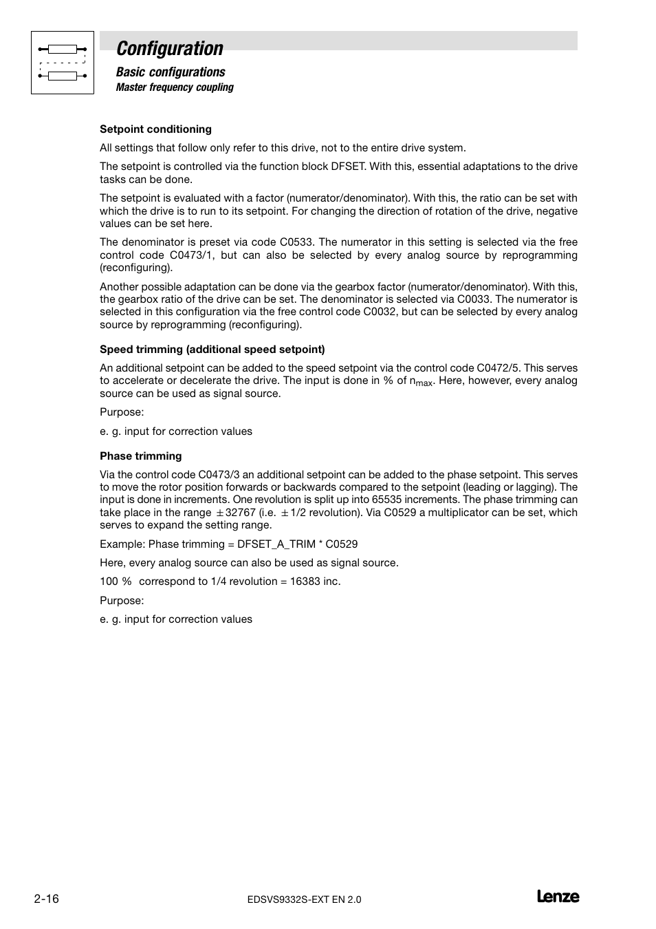 Configuration | Lenze EVS9332xS User Manual | Page 28 / 264