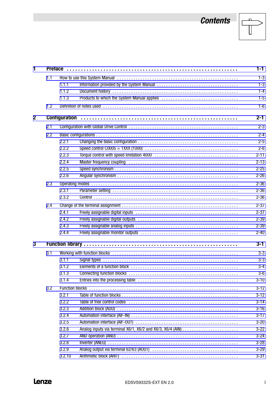 Lenze EVS9332xS User Manual | Page 3 / 264