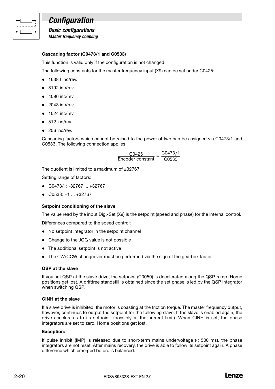 Configuration, Basic configurations | Lenze EVS9332xS User Manual | Page 32 / 264