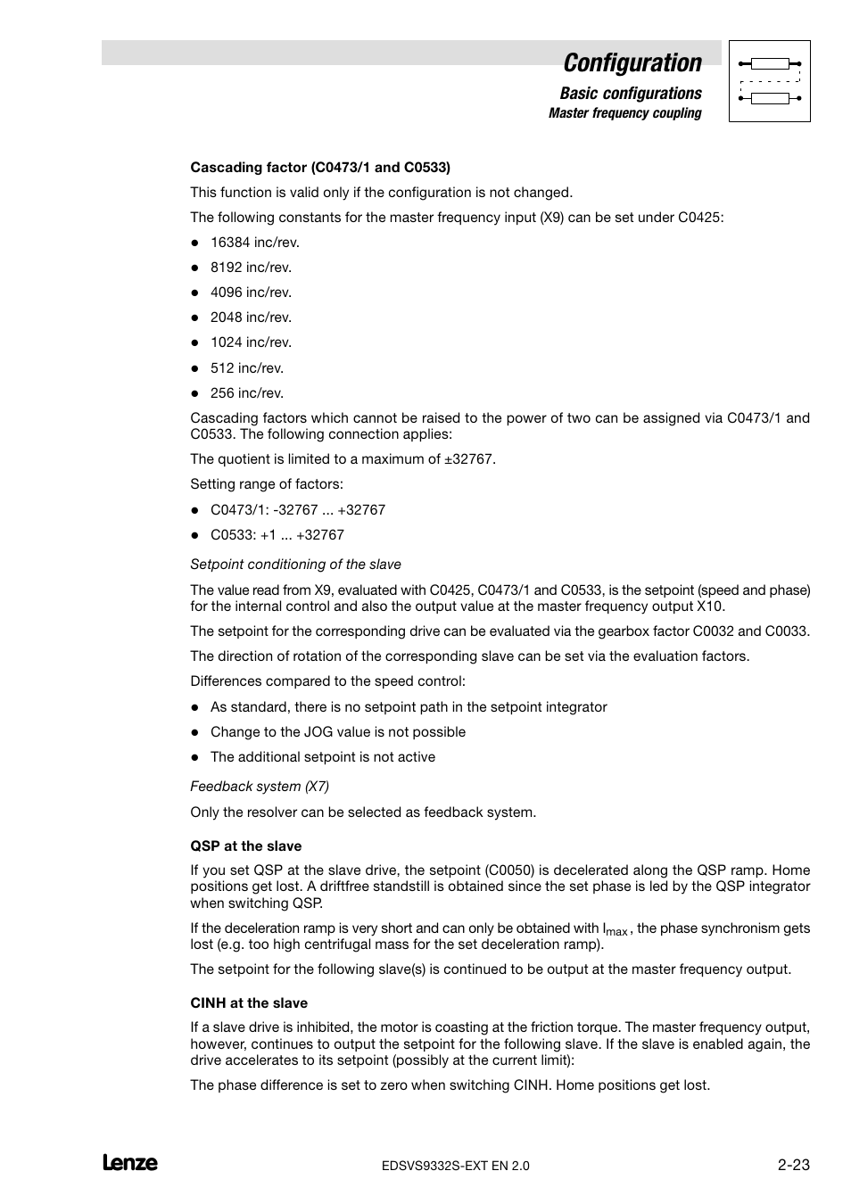 Configuration, Basic configurations | Lenze EVS9332xS User Manual | Page 35 / 264