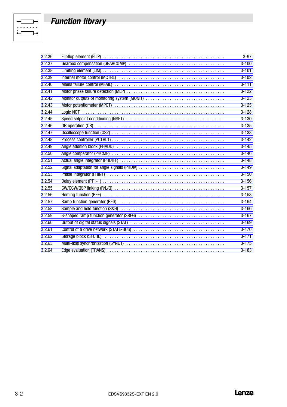 Function library | Lenze EVS9332xS User Manual | Page 54 / 264