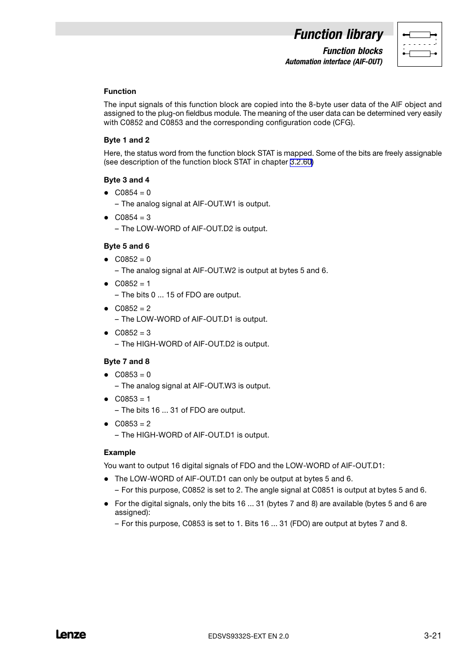 Function library | Lenze EVS9332xS User Manual | Page 73 / 264