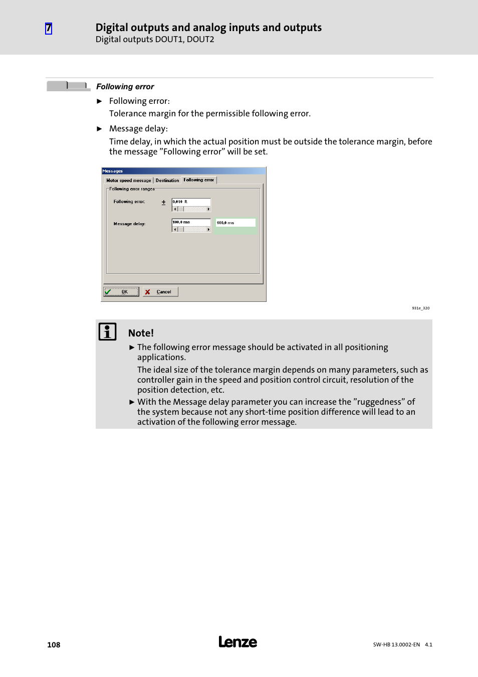 Lenze 931E/K Small Drives Control User Manual | Page 108 / 198