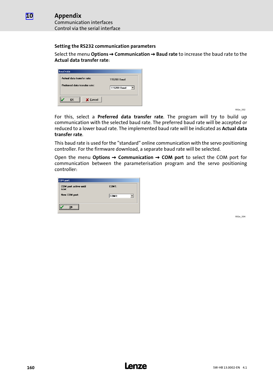 Appendix | Lenze 931E/K Small Drives Control User Manual | Page 160 / 198