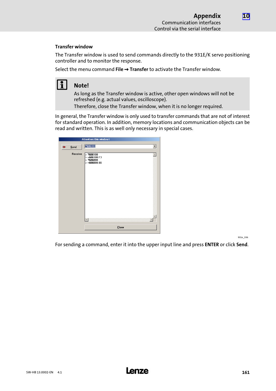 Lenze 931E/K Small Drives Control User Manual | Page 161 / 198