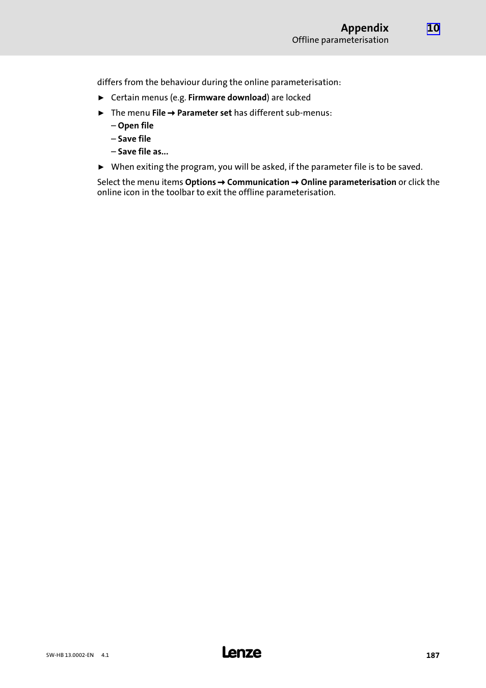 Lenze 931E/K Small Drives Control User Manual | Page 187 / 198