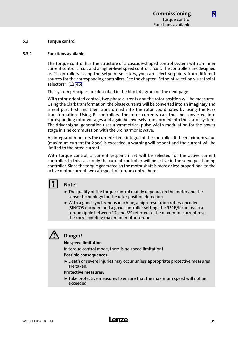 3 torque control, 1 functions available, Torque control | Functions available | Lenze 931E/K Small Drives Control User Manual | Page 39 / 198