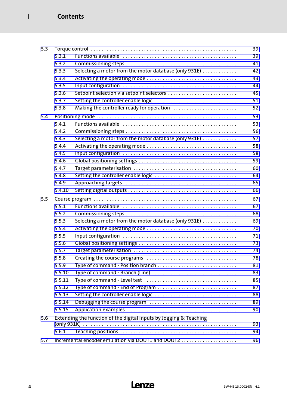 Contents i | Lenze 931E/K Small Drives Control User Manual | Page 4 / 198