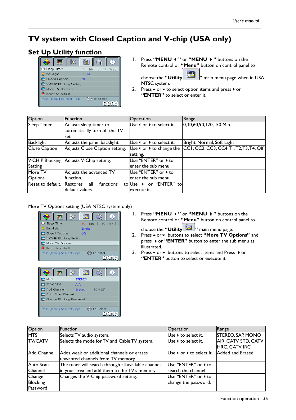 Set up utility function | BenQ H200:A User Manual | Page 37 / 48