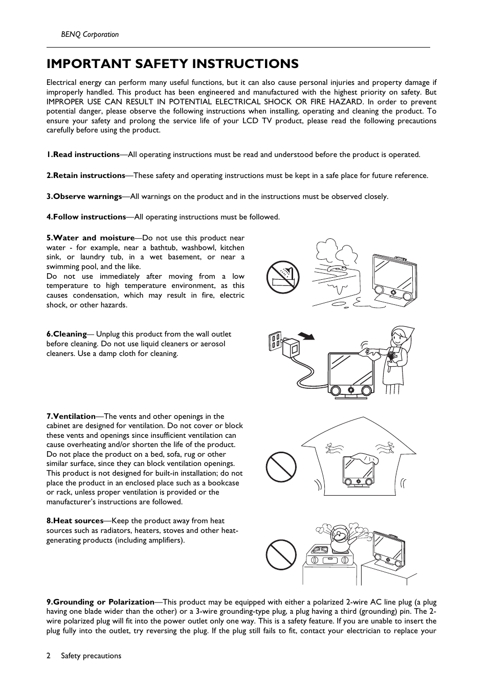 Important safety instructions | BenQ H200:A User Manual | Page 4 / 48