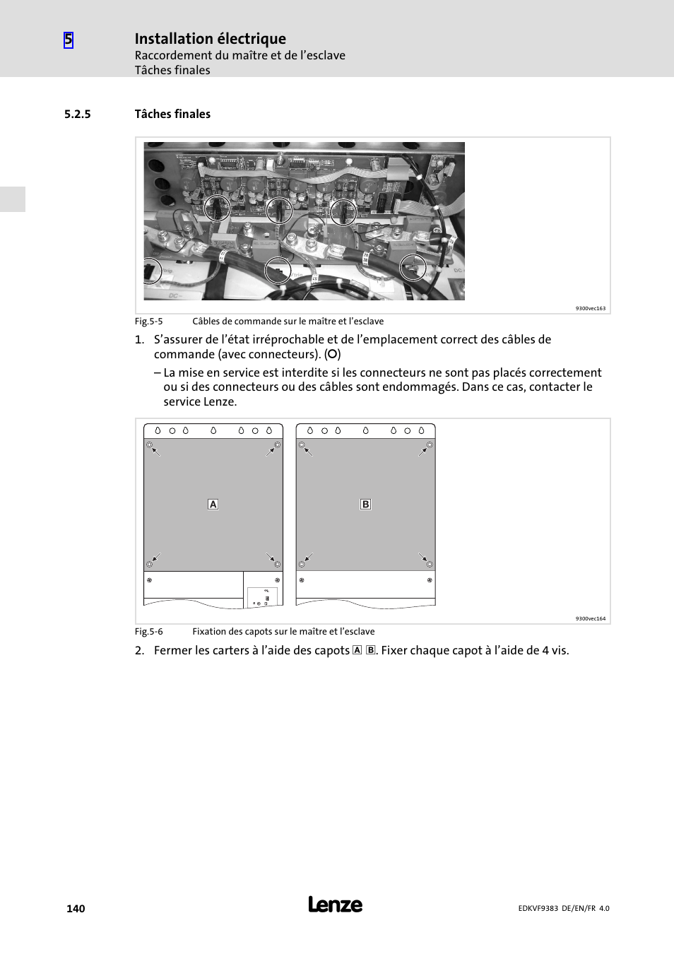 5 tâches finales, Installation électrique | Lenze EVF9383 User Manual | Page 140 / 166