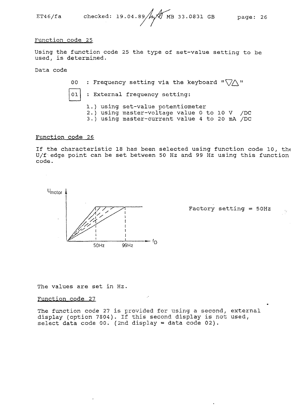 Tunctian code, Tor using a | Lenze Range 7800 User Manual | Page 27 / 33