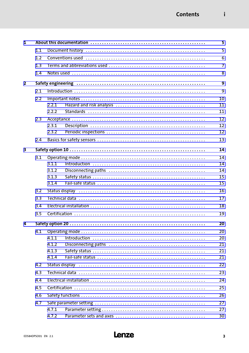 Lenze SO30 8400 protec User Manual | Page 3 / 66