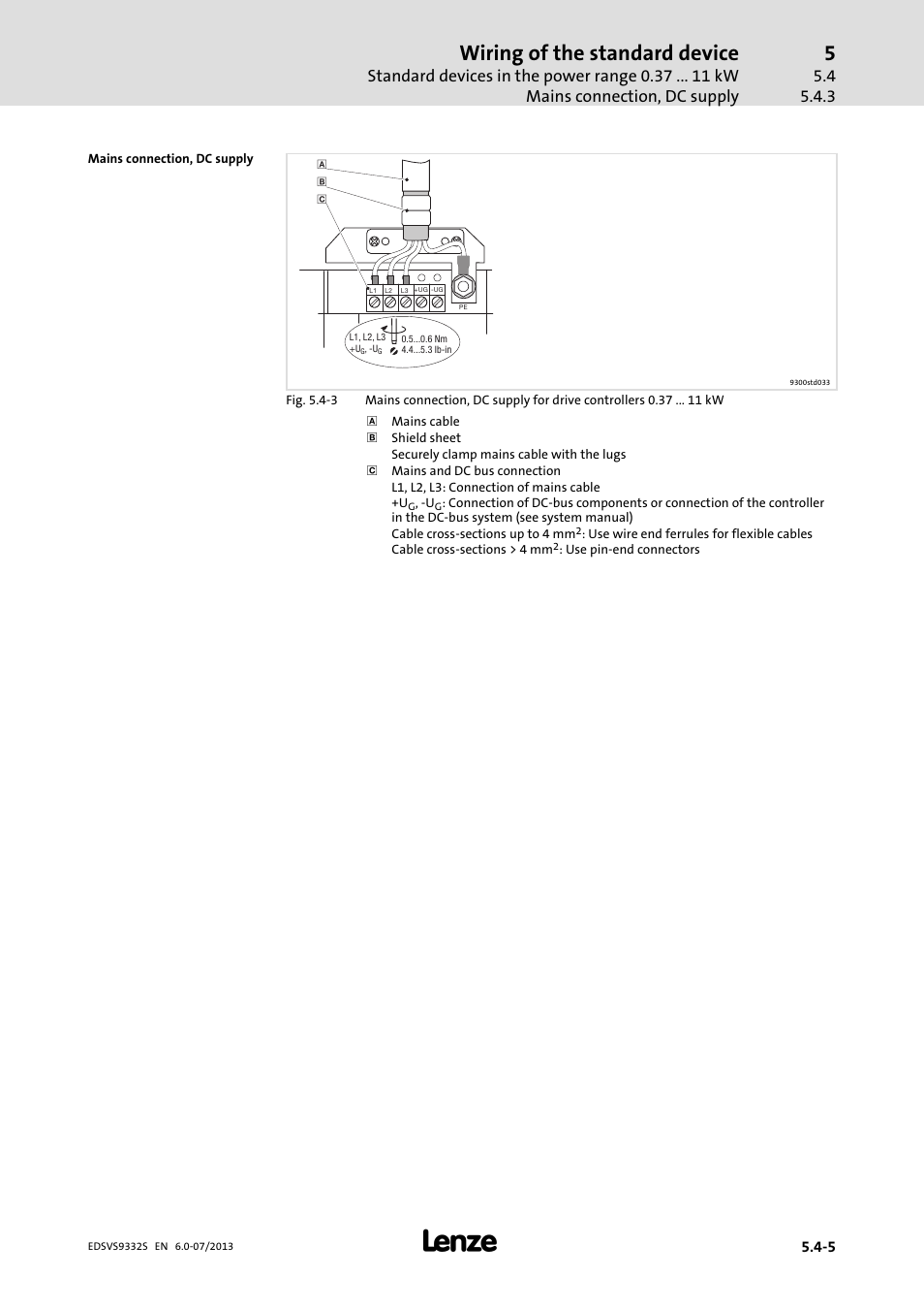 Wiring of the standard device | Lenze EVS9332xS User Manual | Page 100 / 376