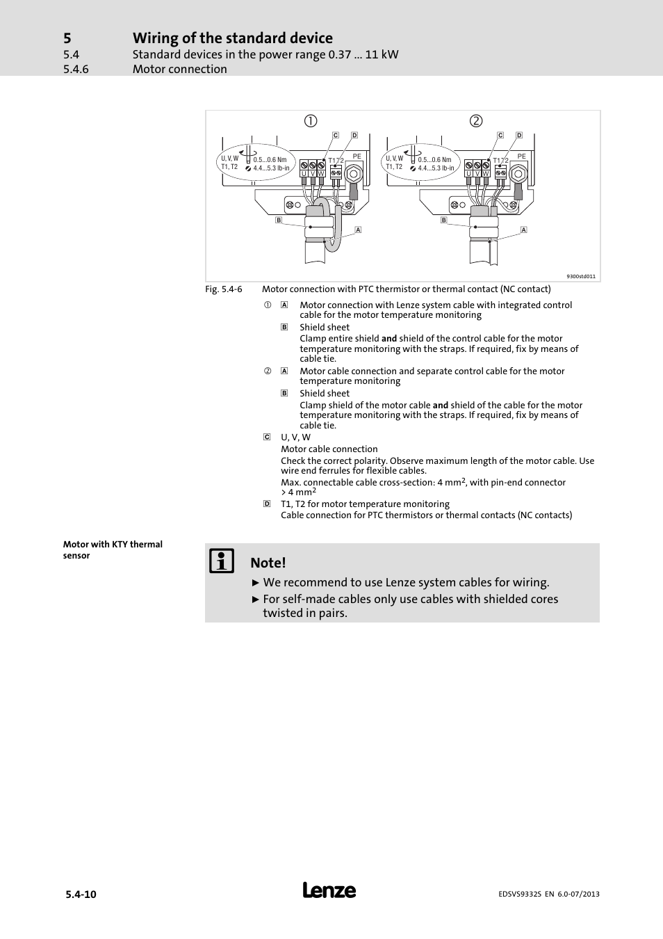 Wiring of the standard device | Lenze EVS9332xS User Manual | Page 105 / 376